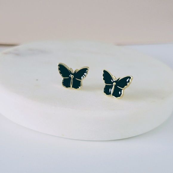 7/$35 Black Butterfly Small Stud Earrings - Picture 7 of 11